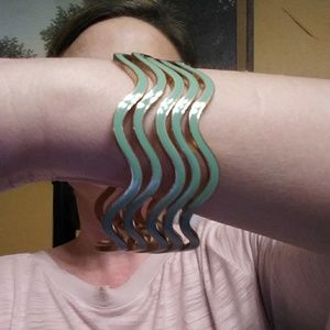 Mint and Gold bangle bracelets